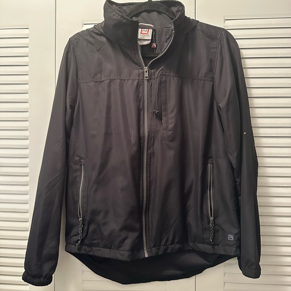 Avalanche black windbreaker jacket